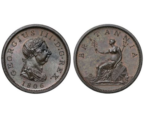 George III (1760-1820), copper Penny, 1806, small laureate and draped bust right, K. raised on truncation for engraver C H Ku