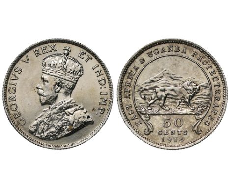 East Africa, George V (1910-1936), Specimen silver 50-Cents, 1914, Heaton Mint (KM 9). Cleaned, bright, extremely fine.† This