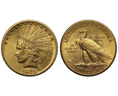 United States of America, gold 10-Dollars, 1915, Philadelphia mint, Indian head left, rev. eagle, with motto, 16.72g (Fr. 166