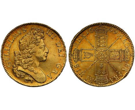 William III (1694-1702), gold Five Guineas, 1699, elephant and castle below first laureate bust right, legend and toothed bor