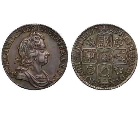 George I (1714-27), silver Shilling, 1725, roses and plumes reverse, second laureate and draped bust right, Latin legend and 