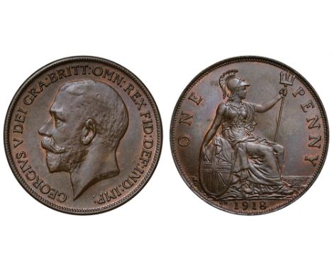 George V (1910-36), bronze Penny, 1918 KN, struck by Kings Norton Metal Company, bare head left, with raised BM for Bertram M