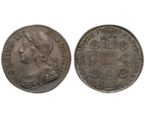 George II (1727-60), silver Shilling, 1739, roses reverse, young laureate and draped bust left, legend and toothed border sur