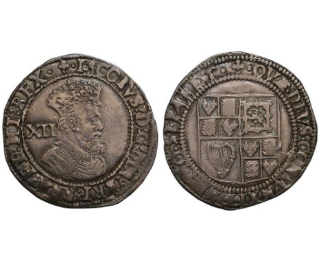 James I (1603-25), silver Shilling, third coinage (1619-25), sixth crowned bust right, value behind, Latin legend and beaded 