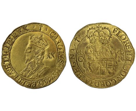 Charles I (1625-49), gold Unite of twenty shillings, Tower Mint under Parliament, group G, seventh crowned bust left with lac