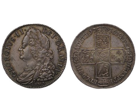 George II (1727-60), silver Halfcrown, 1746, LIMA below older laureate and draped bust left, legend and toothed border surrou