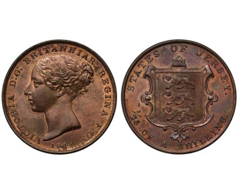 Jersey, Victoria (1837-1901), copper 1/26th of a Shilling, 1844, young head left, date below, rev. Arms of Jersey and value (
