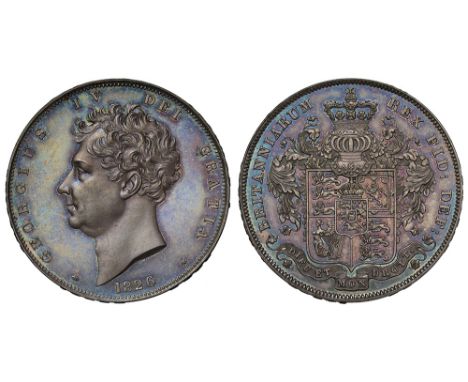 George IV (1820-30), silver Proof Crown, 1826, bare head left, date below, rosette either side, Latin legend and toothed bord