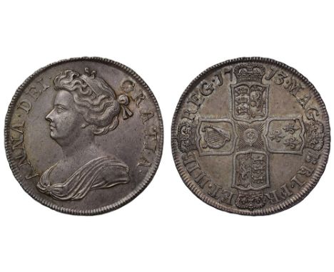 Anne (1702-14), silver Post-Union Halfcrown, 1713, second draped bust left, Latin legend and toothed border surrounding, ANNA