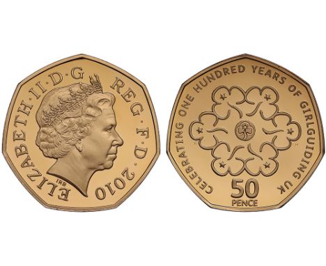 Elizabeth II (1952-), gold Proof Fifty Pence, 2010, 100 years of Girl Guiding UK Commemorative, struck on a heptagonal flan, 