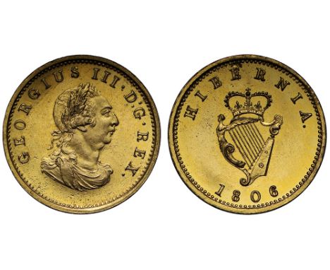 Ireland, George III (1760-1820), gilt copper Proof Farthing, 1806, laureate and draped bust right, Latin legend and toothed b