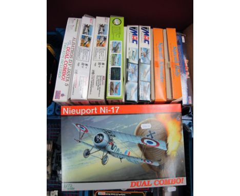 Ten 1:72nd Scale Plastic Model Military Aircraft Kits, by Eduard. Mac, A2 model and other, mostly WWI aircraft themes, some l