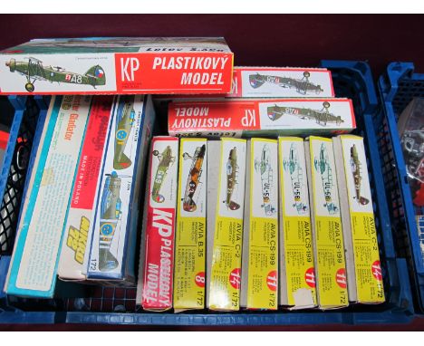 Thirteen 1:72nd Scale Plastic Model Military Aircraft Kits, by Pyro, KP (Czechoslovakia), including  Letov S.328, Avia CS-199