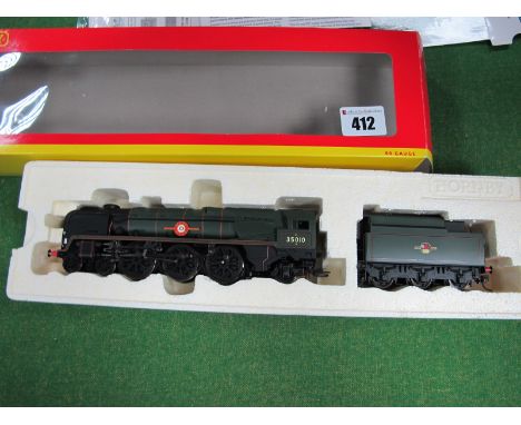 Hornby "OO" No R2710 4-6-2 Merchant Navy Class, 'Blue Star', finished in British Rail green R/No 35010, DCC ready, couplings 