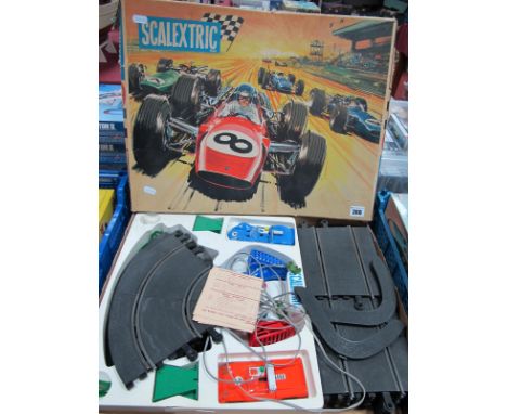 A Scalextric Set No 31 'Sports Set', comprising electra in orange and javelin in blue, playworn, boxed.