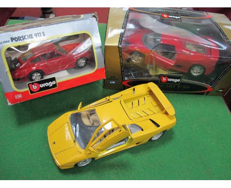 A Burago 1/18 Scale Model of A Ferrari F50, boxed plus two other models.