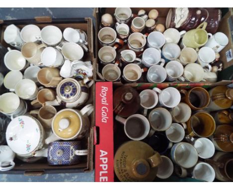 A mixed lot of ceramics to include a Goebel monk figure, Royal Commemorative, cider jugs and similar (3). Estimate £30 - £50