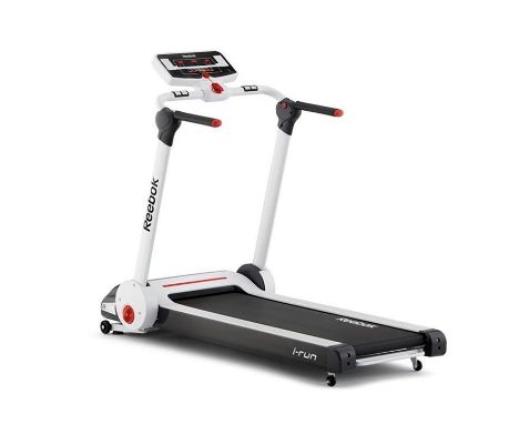 Reebok I Run Treadmill with innovative folding mechanism enabling it to be folded completely flat with the console and handle