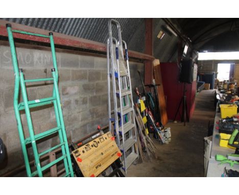 An aluminium folding ladder 