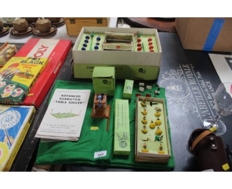 A Subbuteo table soccer game unknown if complete and various other Subbuteo items