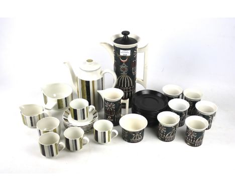 Two 20th century part tea services. Comprising a Queensberry 'Midwinter' set and a Portmeirion 'Magic City' set