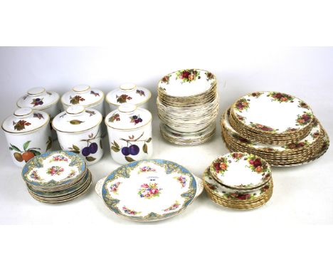 An assortment of ceramics. Comprising Royal Albert 'Old Country Roses' plates, bowls and saucers, six Royal Worcester 'Evesha
