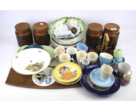 An assortment of 20th century and later ceramics. Including a Clarice Cliff bowl and saucer in the 'Crocus' pattern, Poole cu