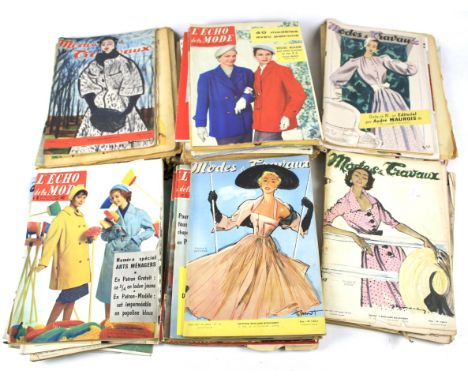 An assortment of seventy five vintage French fashion magazines. Including 1940s-50s trade shoe catalogues 'Echo de la Mode', 