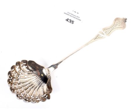 A French silver sugar sifter ladle with shell shaped bowl 36 grams.