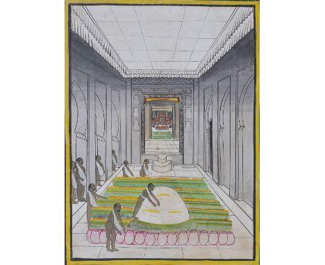 A COLLECTION OF PAINTINGS AND DRAWINGS, MOSTLY INDIA, 19TH CENTURYgouache and ink on paper, comprising a scene at a Sri Nath 