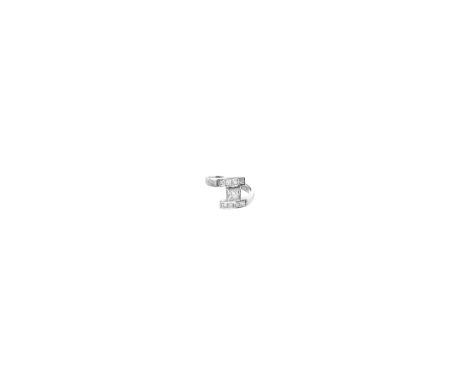 TWO DIAMOND ASYMMETRIC RINGSone set to the centre with a collet-set princess-cut diamond with channel-set similarly cut stone