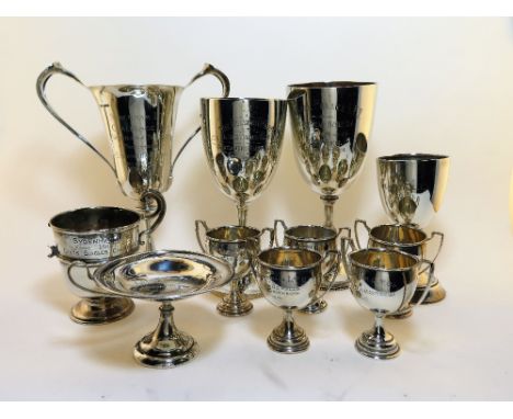 A COLLECTION OF ELEVEN ASSORTED SILVER TROPHY CUPS, VARIOUS MAKERS, LONDON & PROVINCES, 1905-1924mainly inscribed for Sydenha