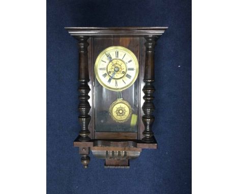 VICTORIAN VIENNA WALL CLOCKtwo train eight day movement, the gilt dial with cream enamel Roman numeral chapter ring, the glaz