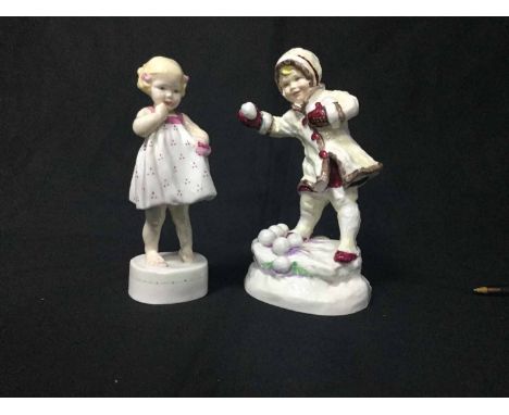 ROYAL WORCESTER FIGURE OF 'ONLY ME'no. 3226, modelled by Freda Doughty, 16cm high; along with a Worcester figure of 'December