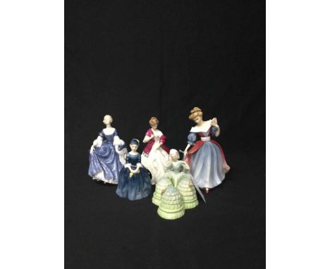 SEVEN ROYAL DOULTON LADIESalong with a Carltonware cruet set