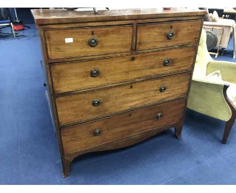 GEORGE IV MAHOGANY CHEST OF DRAWERSon splayed bracket feet