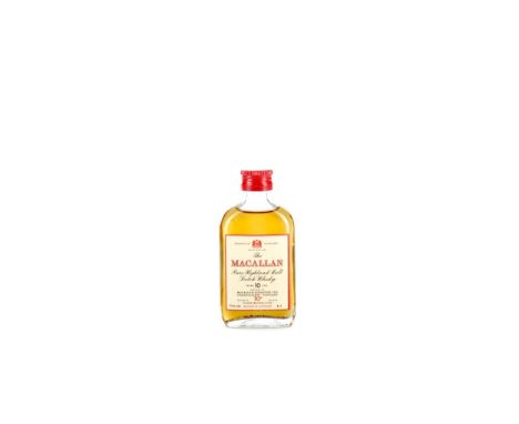 MACALLAN 10 YEARS OLD 70° PROOF MINIATURE Single Malt Scotch Whisky 1 2/3 fl.oz (4cl), 70° proof.