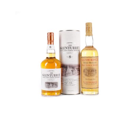 GLENTURRET AGED 8 YEARS Single Malt Scotch Whisky 70cl, 40% volume, in tube. GLENMORANGIE 10 YEARS OLD Single Malt Scotch Whi