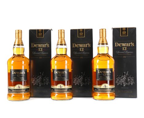 DEWAR'S 12 YEARS OLD - ONE LITRE (3) Blended Scotch Whisky One litre, 40% volume, in carton. Three bottles