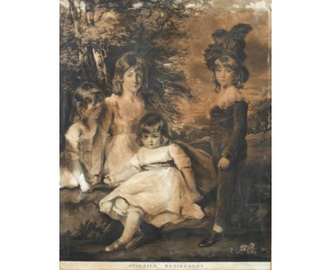 A Victorian rosewood frame, with a mezzotint portrait of the Juvenile Retirement, after the painting by John Hoppner (RA), en