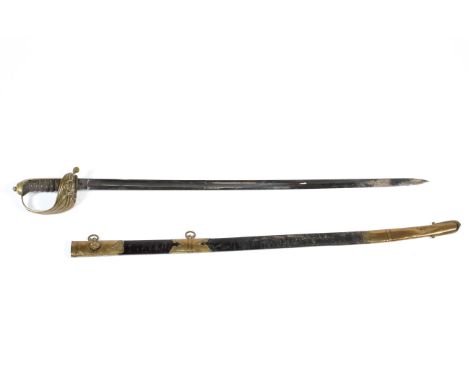 A 19th century Naval officer's 'Master at Arms' sword, the single fullered blade with proved stamp to blade and Friedburg 81 