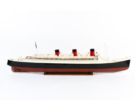 A large scale metal scratch built model of 'RMS The Queen Mary' Cunard, constructed post World War II from luncheon meat cans