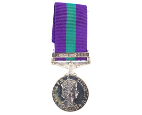 Elizabeth II General Service Medal with Canal Zone bar Awarded to PTE. G. D. Hill 22497625  Condition Report: Medal is marked