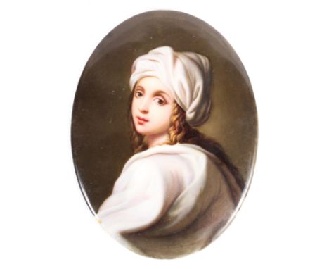 A Berlin (KPM) oval portrait plaque, late 19th century, with impressed KPM and sceptre/11 mark, painted with a portrait of Be