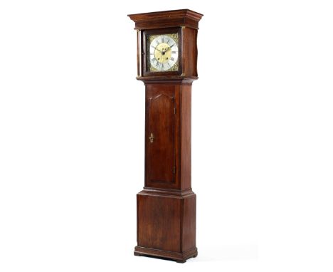 A late 18th century oak longcase clock by Isaac Hewlett of Bristol, the silvered chapter ring with black Roman numerals, insc