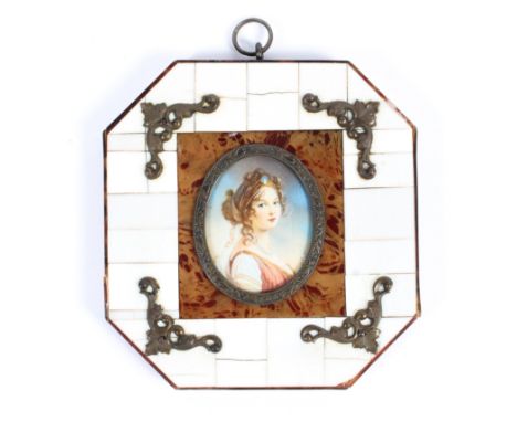 N Tischbein, (19th century, German School), portrait miniature of lady, watercolour on ivory, within an octagonal inlaid fram