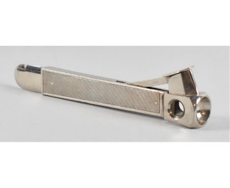 A Silver Mounted Cigar Cutter, 14.5cm Long with Engine Turned Panels 