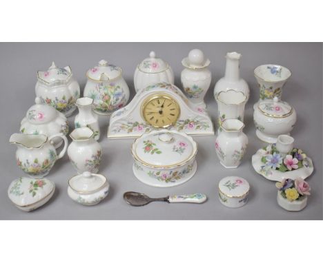 A Collection of Aynsley Wild Tudor China to comprise Lidded Vases, Lidded Pots, Trinket Boxes, Jug, Clock Etc (21 Pieces in T
