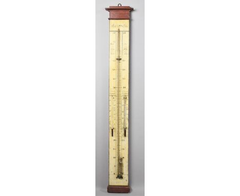 A French Stick Barometer in Need of Some Restoration, Requires Mercury and Missing Thermometer, 105cm High 