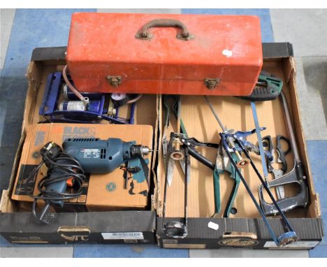 A Collection of Various Tools, Foot Pump, Drill etc 